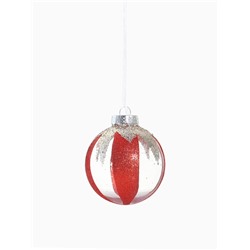 Ёлочные шары новогодние «Мелвин», набор 6 шт., d=8 см, прозрачный/красно-белый