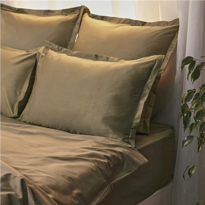 Простыня на резинке 1.5-спальная SL Home «Олива», 140×200+30 см, оливковая, сатин