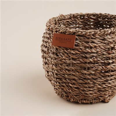 Кашпо SL Home ручного плетения, круглое, солома, 15.5×15.5×12.5 см