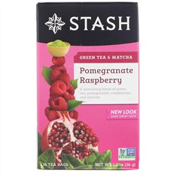 Stash Tea, Green Tea & Matcha, Pomegranate Raspberry, 18 Tea Bags, 1.2 oz (36 g)