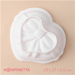 Форма для выпечки и муссовых десертов KONFINETTA «Сердце с бантом», 19×17×6.5 см, силикон, белая