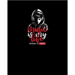 Тетрадь  48л клетка "Music is my life" скругл.углы (091471) Хатбер
