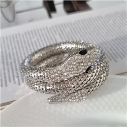 Жёсткий браслет "Змея", серебряный цвет, 34122, арт.606.104