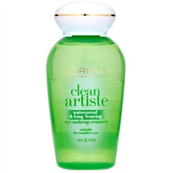 L'Oreal, Средство для снятия водостойкого и стойкого макияжа с глаз Clean Artiste, для чувствительных глаз, 118 мл