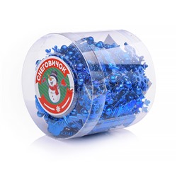 Новогоднее украшение "Бусы кристаллики" синие, 4,8м, в банке