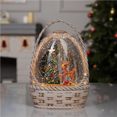 Фигура светодиодная «Зимние искорки», 20.3×15×9 см, музыка, батарейки ААх3 (не в комплекте), USB, свечение тёплое белое