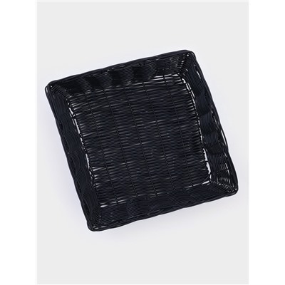 Корзинка для фруктов и хлеба Доляна «Плетёнка», 24×24×6.5 см, пластик, плетёная, чёрная