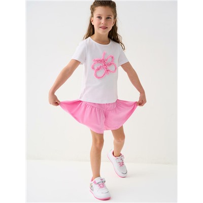 Комплект трикотажный для девочек: фуфайка (футболка), шорты