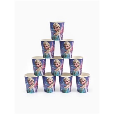 Посуда одноразовая бумажная на 10 персон: стаканы, тарелки, скатерть, Холодное сердце