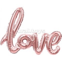 Шар (41''/104 см) Фигура, Надпись "Love", Розовое Золото, 1 шт. в уп.