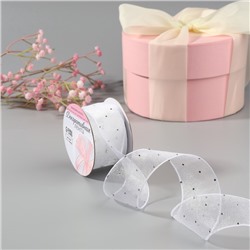 Лента капроновая, со стразами, 38 мм × 9.1 ± 0.5 м, цвет белый