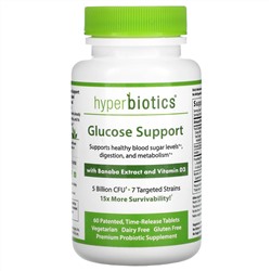 Hyperbiotics, Glucose Support, with Banaba Extract and Vitamin D3, 5 Billion CFU, 60 Time-Release Tablets