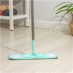 Швабра для мытья пола плоская Доляна, насадка из микрофибры 40×10 см, телескопическая стальная ручка 68(122) см