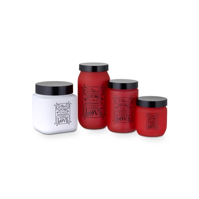 Банка для сыпучих «Любовь на кухне», 1 л, стекло, белая