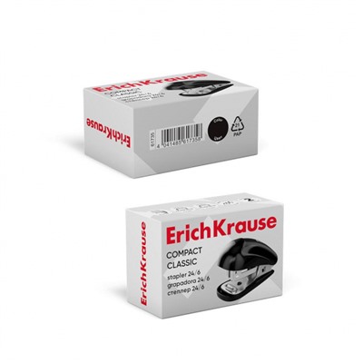 Степлер 24/6 на 20 листов мини 61735 Compact Classic черный ErichKrause
