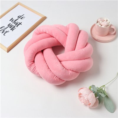 Подушка-узел «Этель», d=33 см, цвет розовый, велюр