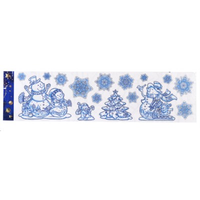 Наклейка новогодняя 58х15 Снеговики у елки / 610-262 /уп 12/600/694985