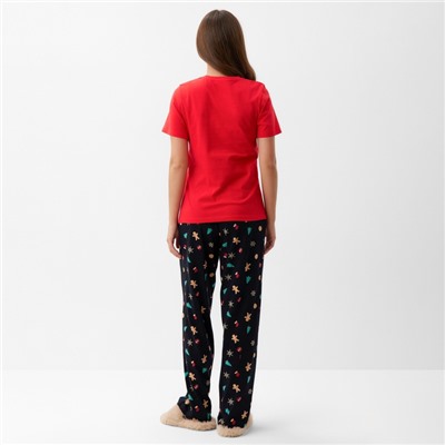 Пижама новогодняя женская (футболка, брюки) KAFTAN Happy family, размер 52-54