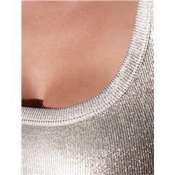 Топ в рубчик с широкими лямками с матовым покрытием металлик из хлопка с эластаном