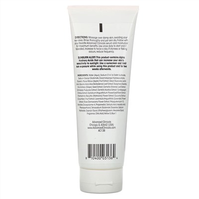 Advanced Clinicals, Micro-Peel Cleanser, очищающее средство для лица с гликолевой кислотой, 237 мл (8 жидк. унций)