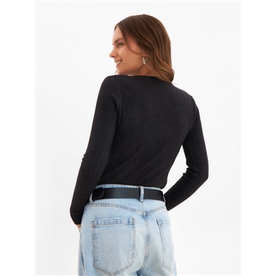 Джемпер женский с v-образным вырезом MINAKU, цвет графит, размер 42-44