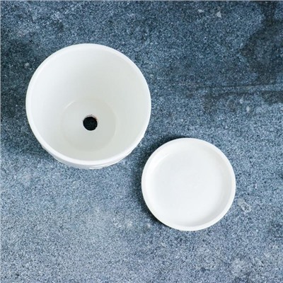 Горшок для цветов «Кураж», 600 мл, d=12 см, h=10 см, керамический, с поддоном, белый