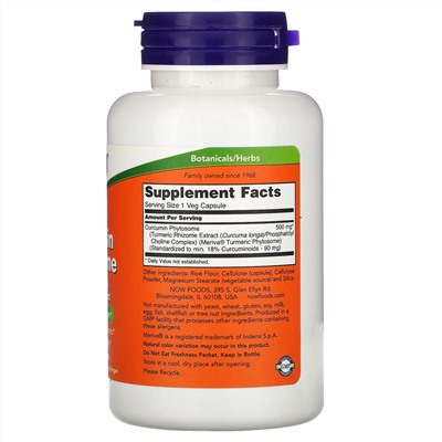 Now Foods, фитосомы куркумина, 60 вегетарианских капсул