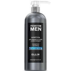 OLLIN PREMIER FOR MEN Шампунь для волос и тела освежающий 1000 мл