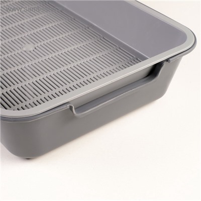 Туалет с сеткой «Белла» для кошек, 37×27×8 см, серый