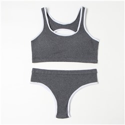 Комплект нижнего белья женский (топ, трусы) Collorista, тёмно-серый, размер 44-46