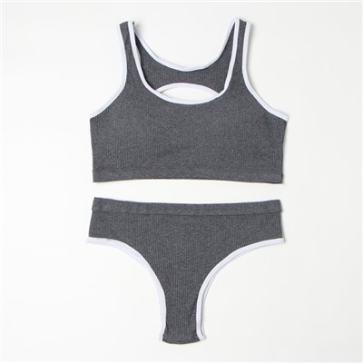 Комплект нижнего белья женский (топ, трусы) Collorista, тёмно-серый, размер 44-46