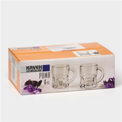 Набор стеклянных стопок PUMA, 25 мл, 6 шт., цвет прозрачный