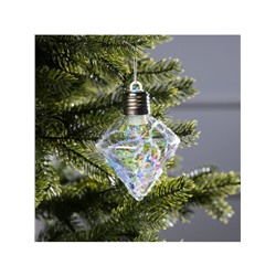 Ёлочный шар «Морозный кристалл», 11×7.5 см, 1 LED, от батареек, свечение RGB