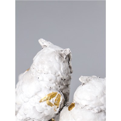 УЦЕНКА Сувенир полистоун "Белые филины на коряге" 5х9х8,5 см