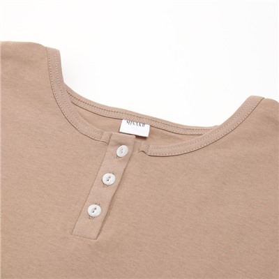 Пижама женская (лонгслив, брюки) MINAKU: Home collection, размер 42, бежевая