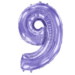 Шар (40''/102 см) Цифра, 9, Сиреневый, 1 шт. в уп.