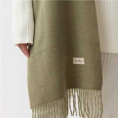 Шарф женский с кистями MIST, оливковый, размер 33×180 см
