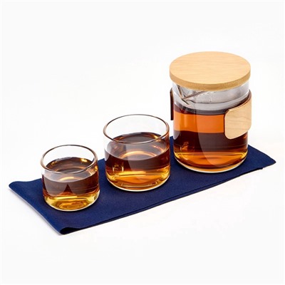 Набор для чайной церемонии ДЖЕКИЧАЙ «Цзиси», 4 предмета, на 2 персоны, чашка, чайник, стекло