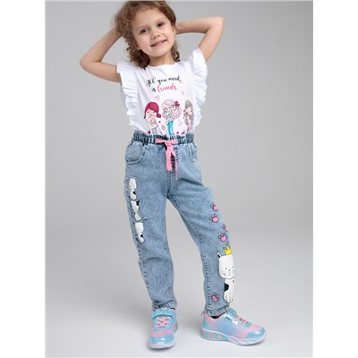 Брюки текстильные джинсовые для девочек