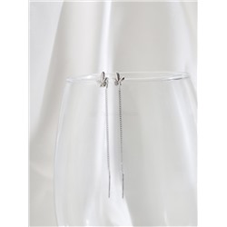 Серьги-продёвки из серебра с фианитами родированные 925 пробы с-0005р200