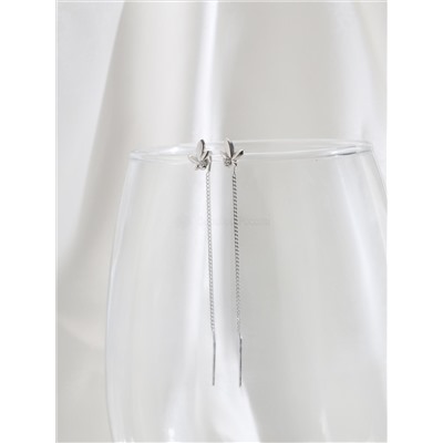 Серьги-продёвки из серебра с фианитами родированные 925 пробы с-0005р200