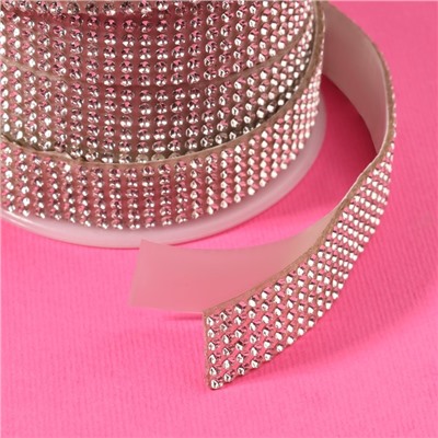 Стразы самоклеящиеся, d=2×14 мм, 4.5±0.5 м, цвет серебряный