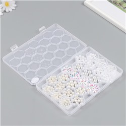 Бусины в шкатулке «Жемчуг и буковки», 24 деления, 20×13×1.8 см