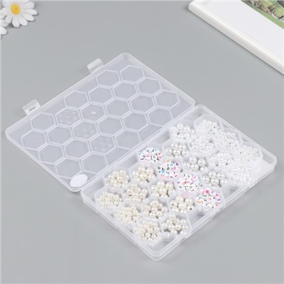 Бусины в шкатулке «Жемчуг и буковки», 24 деления, 20×13×1.8 см