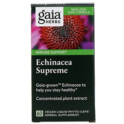 Gaia Herbs, Echinacea Supreme, 60 вегетарианских фито-капсул с жидкостью