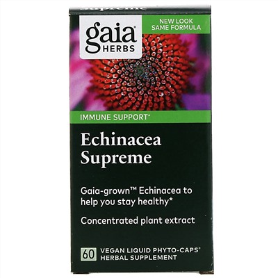 Gaia Herbs, Echinacea Supreme, 60 вегетарианских фито-капсул с жидкостью