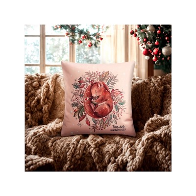 Наволочка декоративная новогодняя «Этель. Белочка» 40×40 см, велюр