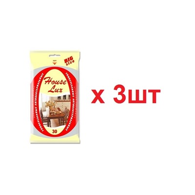 House Lux Влажные салфетки 30шт Универсальные антибактериальные 3шт