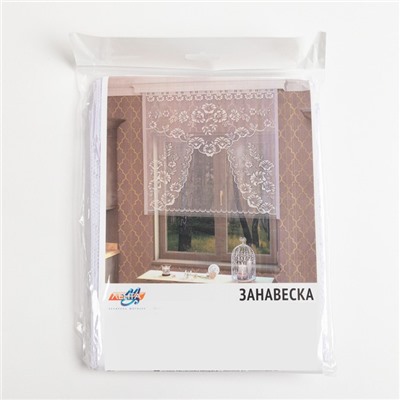 Тюль на кухню без шторной ленты, 110×120 см, цвет белый, 100% полиэстер