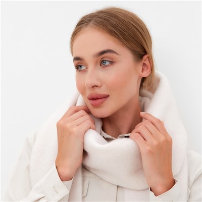 Шарф зимний объемный с кистями MINAKU 210×38+18 см цвет молочный